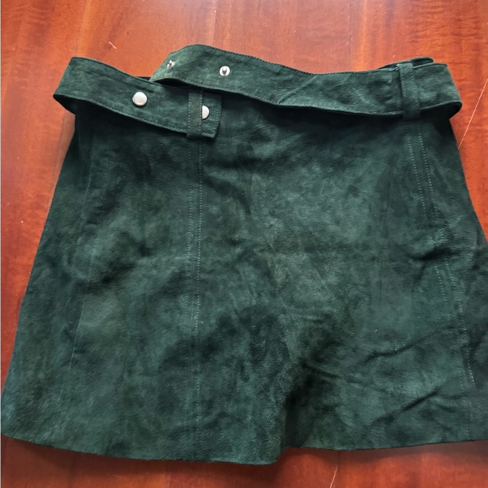 Zara Collection Genuine Suede Skirt with Belt sz L